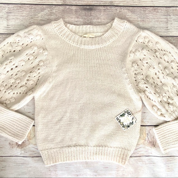 Girls Ivory Dot Sleeve Sweater - Picture 11 of 16